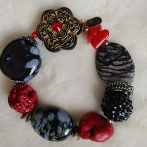 Vintage Treska Beaded Chunky Stretch Braclet